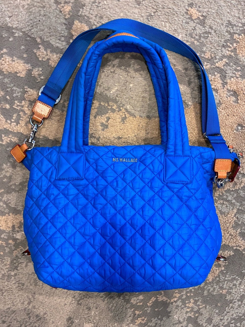 Like NEW MZ Wallace Medium Sutton
Quilted Nylon Satchel-Surf Blue
